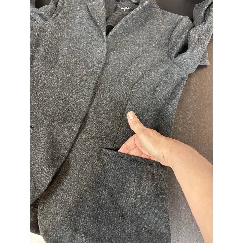 Athleta Venice Blazer Dark Heather Grey 8 Stretch Single Breasted